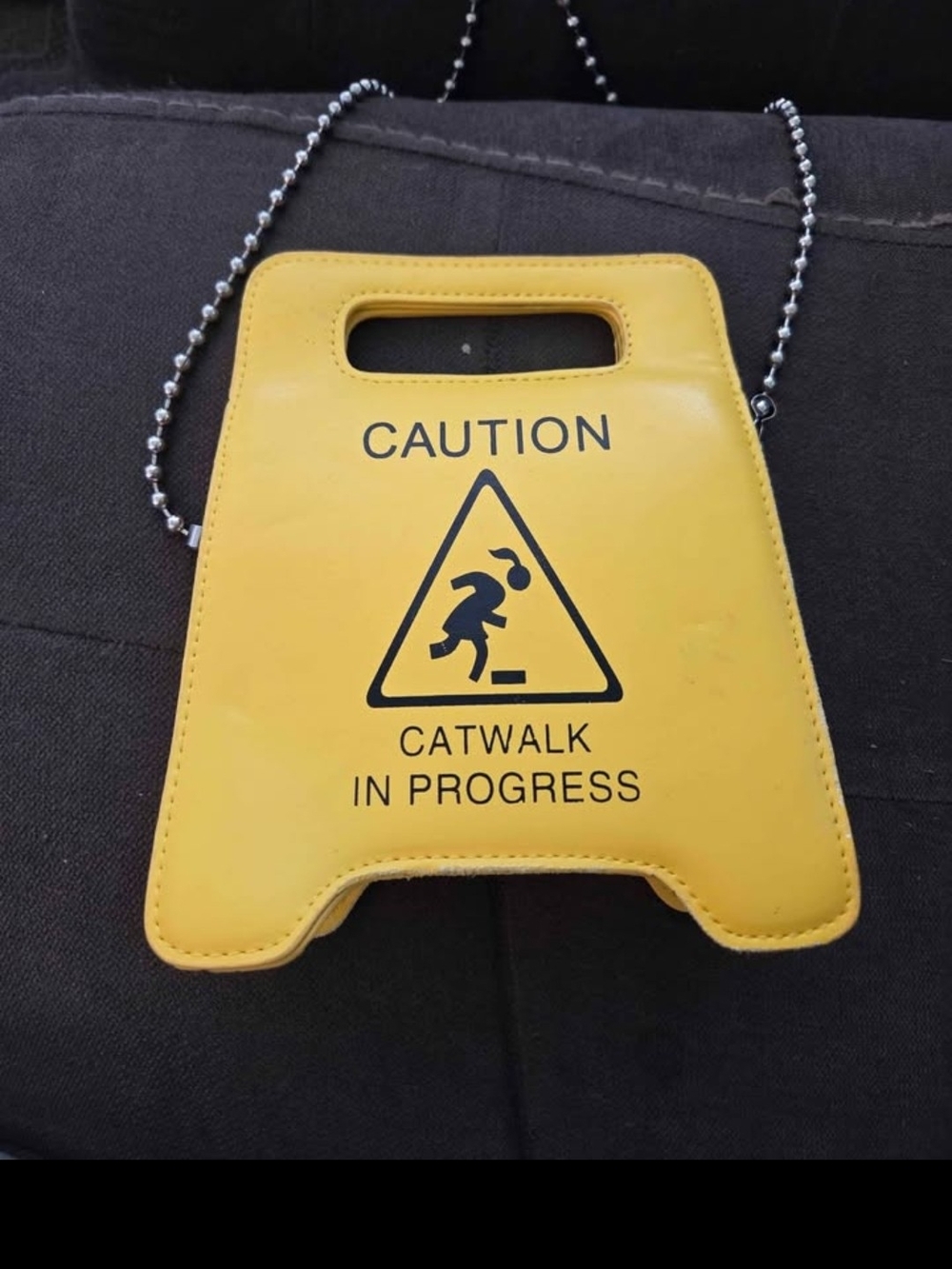Yellow Novelty 'Caution Catwalk In Progress' Crossbody Bag